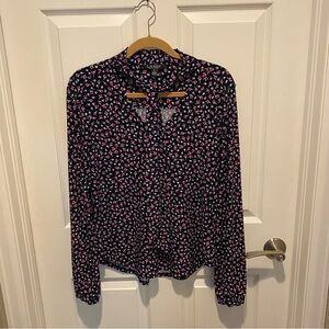 Lauren Ralph Lauren Navy and Pink Floral Blouse